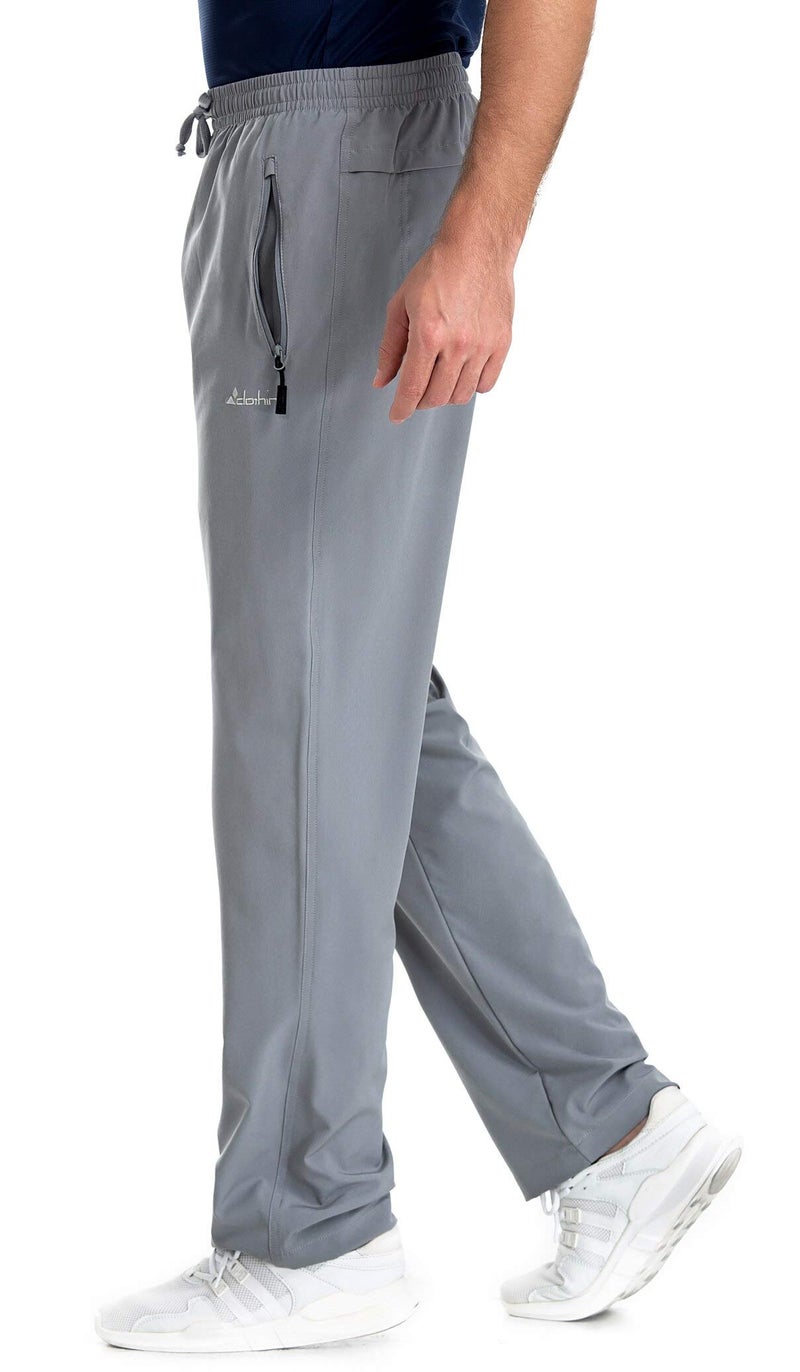 clothin Mens Workout Athletic Pants Elastic-Waist Drawstring Pants for Sport Exercise Travel,Quick-Dry,Stretchy,Light Grey,XL(37-41W x 32L) - Image 3
